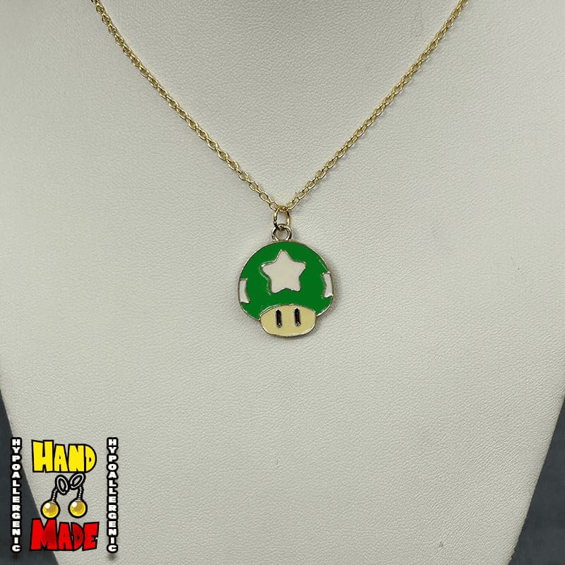 Handmade Gold Green 1 Up Star Necklace