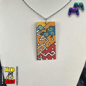 Demon Slayer, handmade and hypoallergenic, Acrylic Zenitsu Hanafuda Charm Necklace, with Silver Chain Necklace