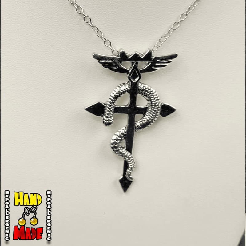 Handmade Alchemist Transmutation Circle Anime Necklace featuring delicate silver transmutation circle charm on silver chain.