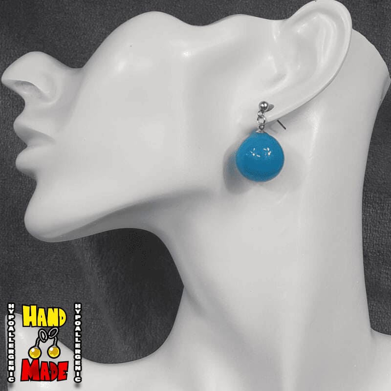 Light Blue Plastic Sphere Anime Earrings