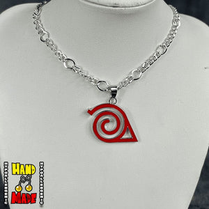 Silver Spiral Leaf Anime Necklace