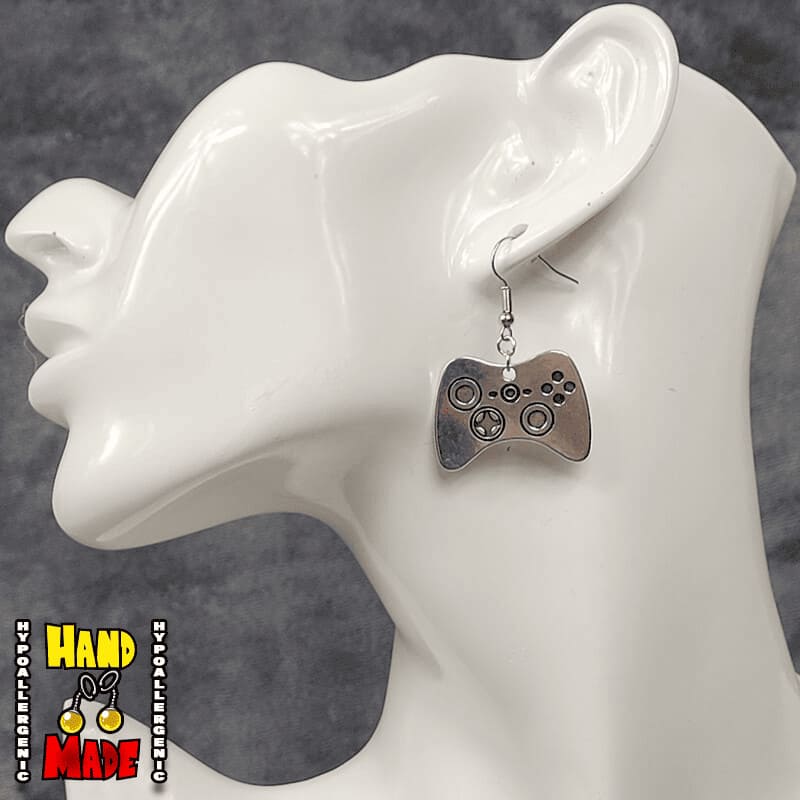 Metal X-Box Controller Gaming Earrings