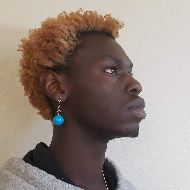 Light Blue Plastic Sphere Anime Earrings