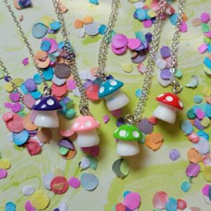An image displaying 5 different styles of our Mushroom Gaming Necklaces.