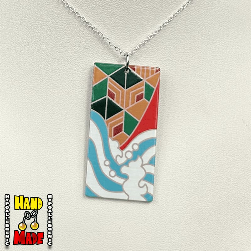 Handmade Giyu Hanafuda Anime Necklace- based on the primary patterns he uses and his powers