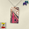 Demon Slayer, handmade and hypoallergenic, Acrylic Tengen Hanafuda Charm Necklace, with Silver Chain Necklace 