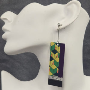 Acrylic Giyu Hanafuda Earrings