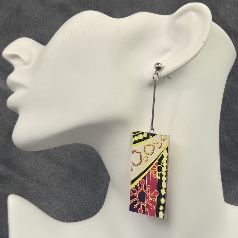 Right Acrylic Tengen Hanafuda Earrings