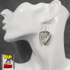 Blue Marble Guitar Pick Earrings