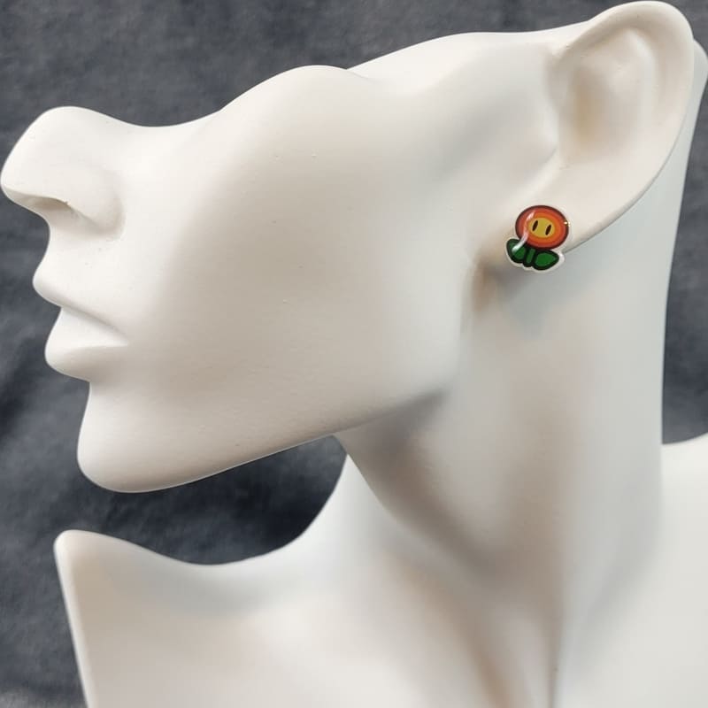 Fire Flower Stud Gaming Earrings