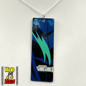 Handmade Large Acrylic Inosuke Hanafuda Anime Necklace based on his profile with primary patterns and belt
