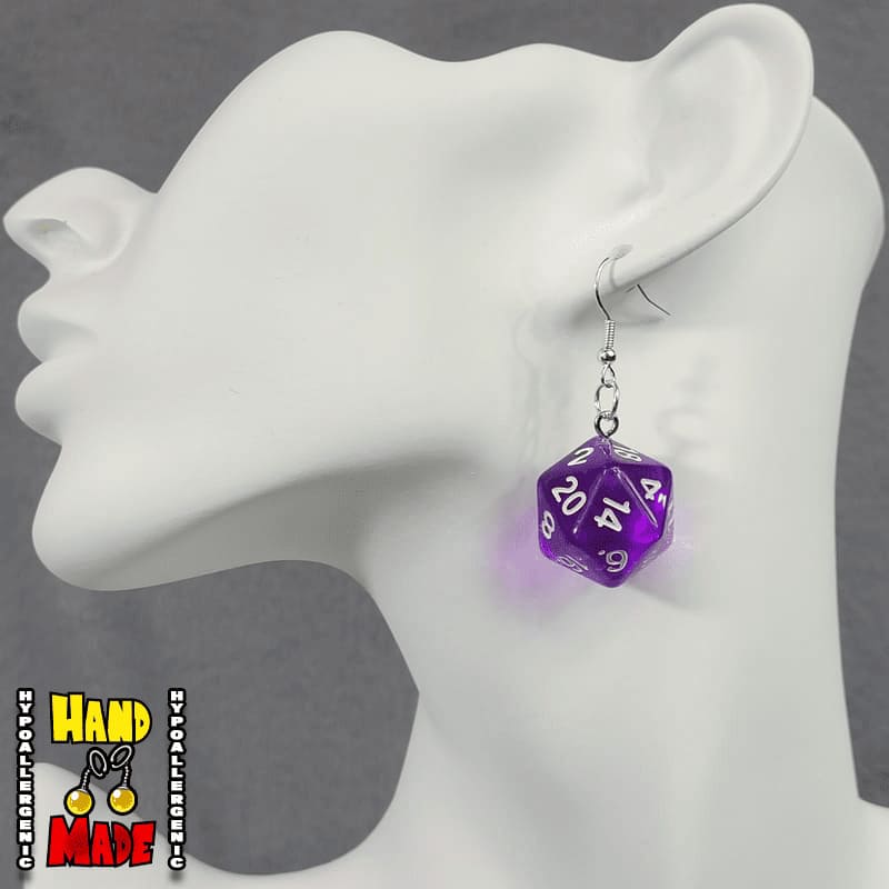 Large D20 Dice Earrings