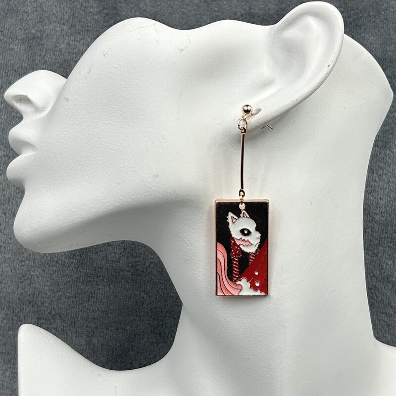 Metal Sabito Hanafuda Earrings