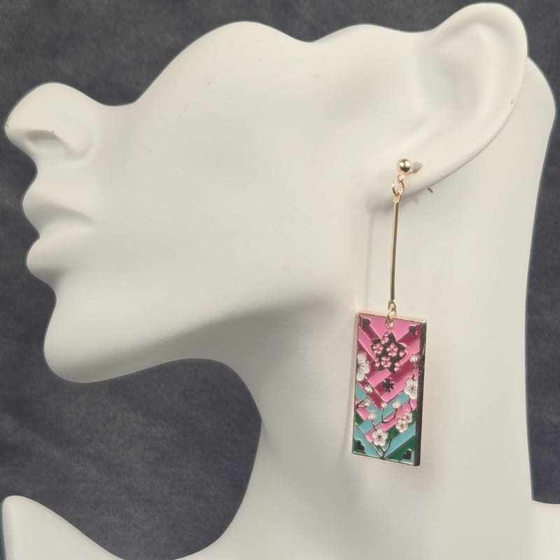 Metal Mitsuri Hanafuda Earrings