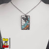 Metal Mosaic Butterfly Hanafuda Anime Necklace displayed on a flat white background, featuring a silver chain and detailed butterfly metal charm.