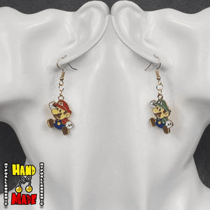 Handmade Mismatched Super Mario Brothers Gaming Earrings on French Hooks