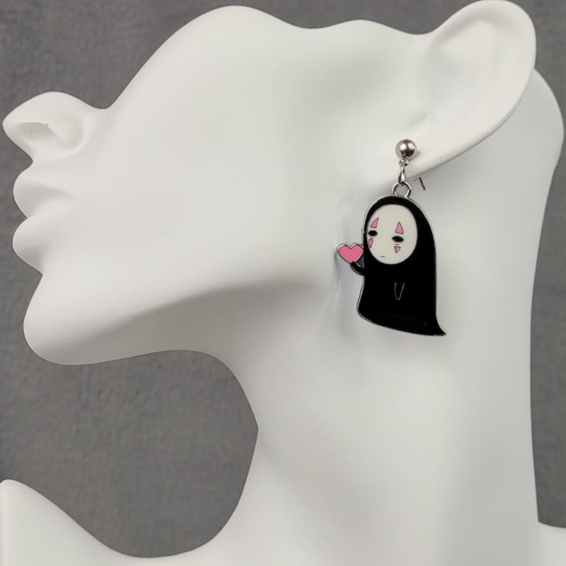 No Face with Heart Earrings