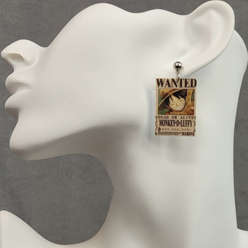 Luffy One Piece Wanted Poster Earrings