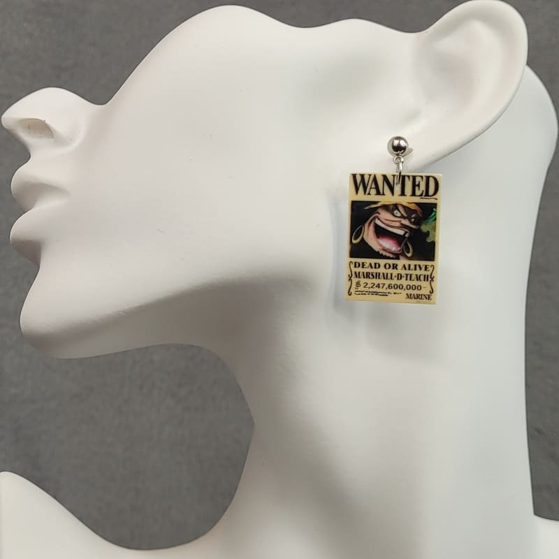 Marshall D. Teach One Piece Wanted Poster Earrings