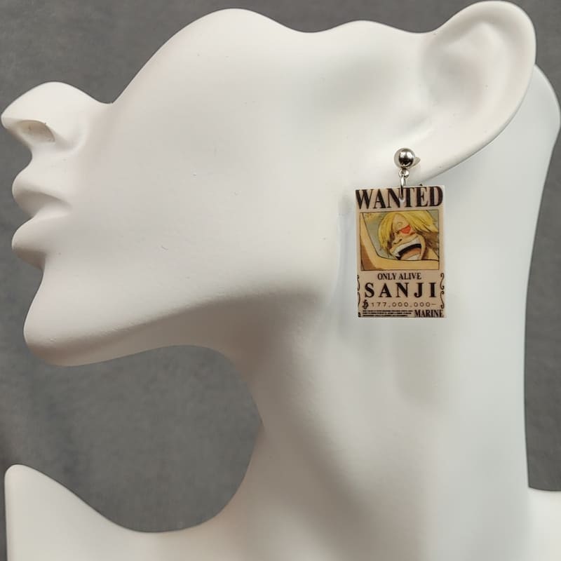 Sanji One Piece Wanted Poster Earrings