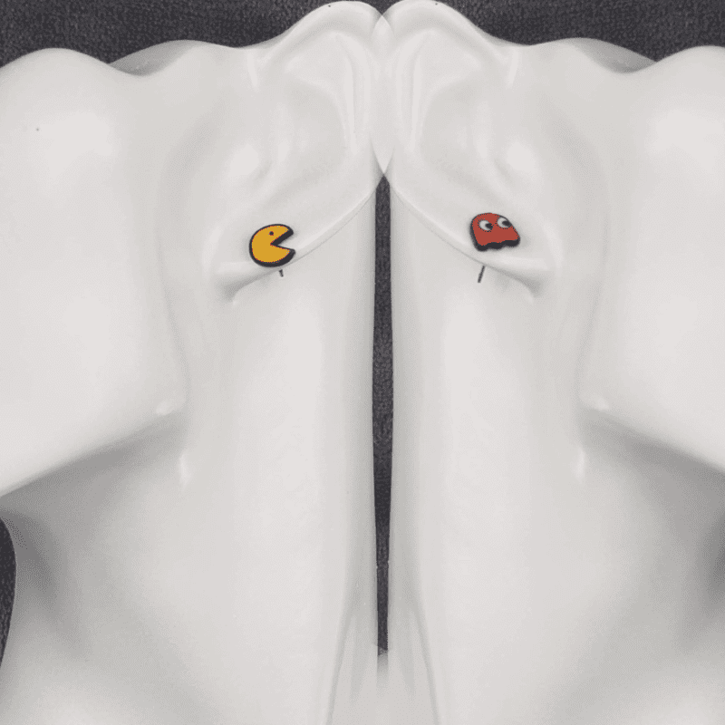 Mismatched Pac Man Stud Earrings