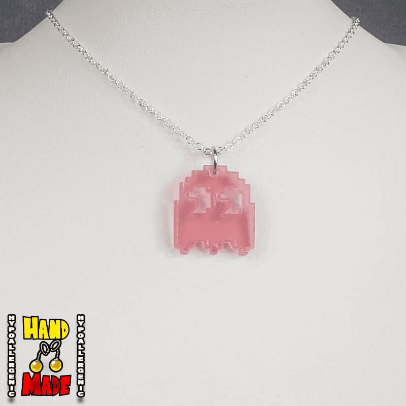 Plastic Pac-Man Ghost Necklace