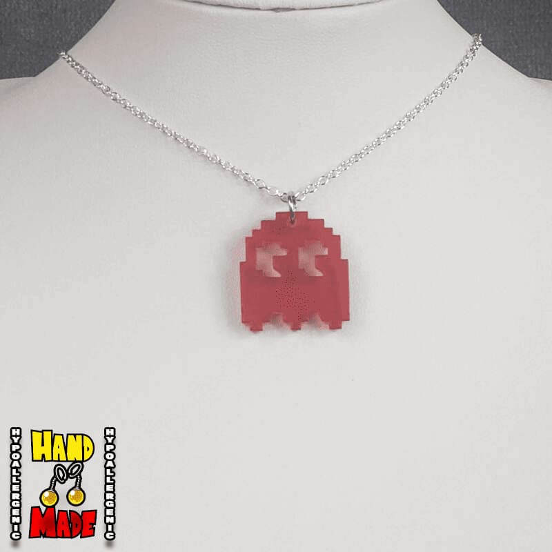 Plastic Pac-Man Ghost Necklace