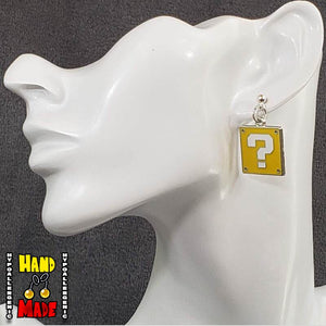 Handmade Question Block Gaming Earrings