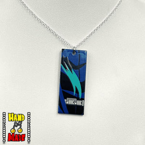 Handmade Small Acrylic Inosuke Hanafuda Anime Necklace based on his profile with primary patterns and belt