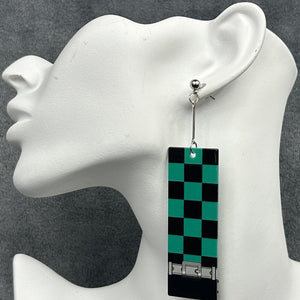 Acrylic Tanjiro Hanafuda Earrings- Profile