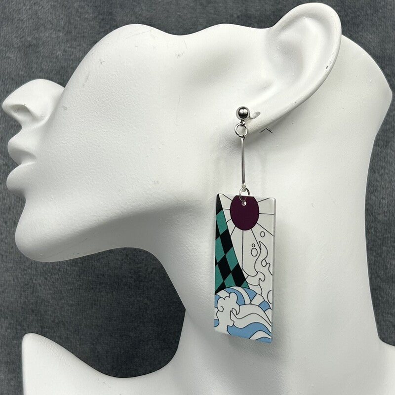 Acrylic Tanjiro Hanafuda Earrings- Pattern
