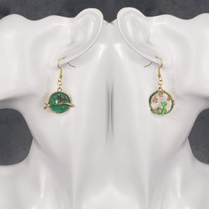 Green Celestial Kitties Earrings