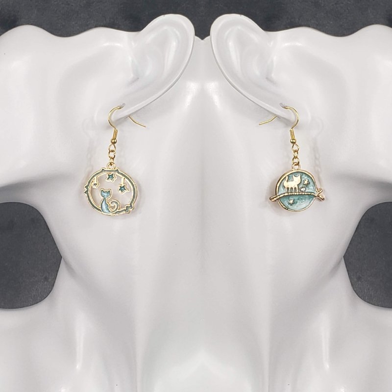 Light Blue Celestial Kitties Earrings