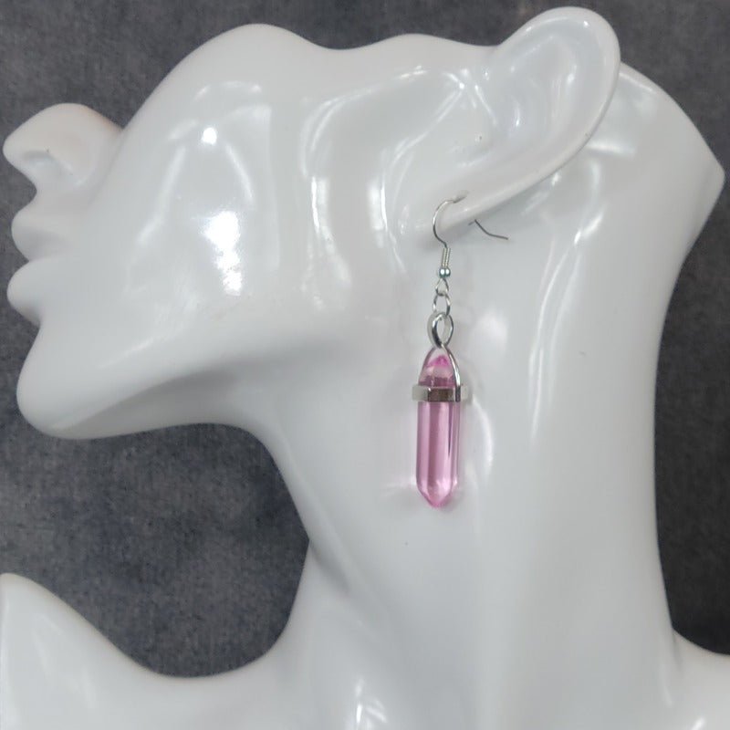 Clear Pink Cosplay Crystal Earrings
