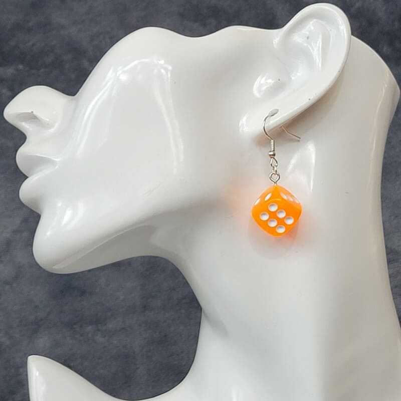 Orange Lucky Dice Earrings