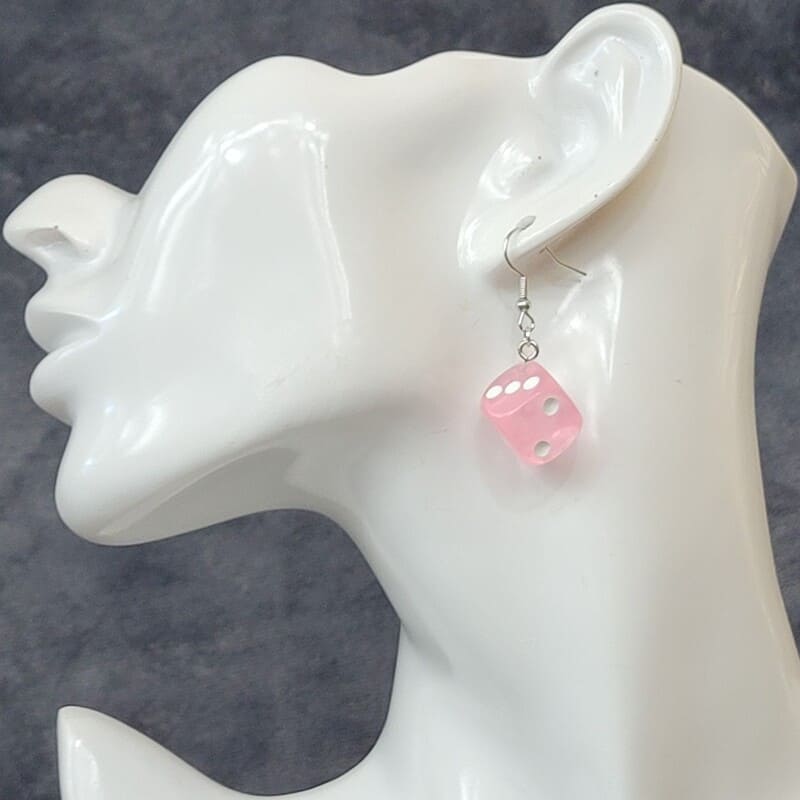 Pink Lucky Dice Earrings