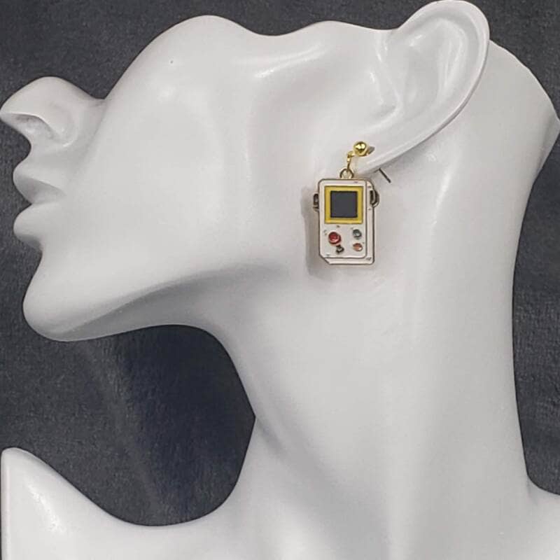 Gameboy with Joystick Earrings in Dropped Posts