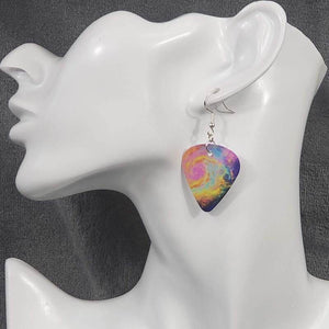 Pink Galaxy Guitar Pick Earrings