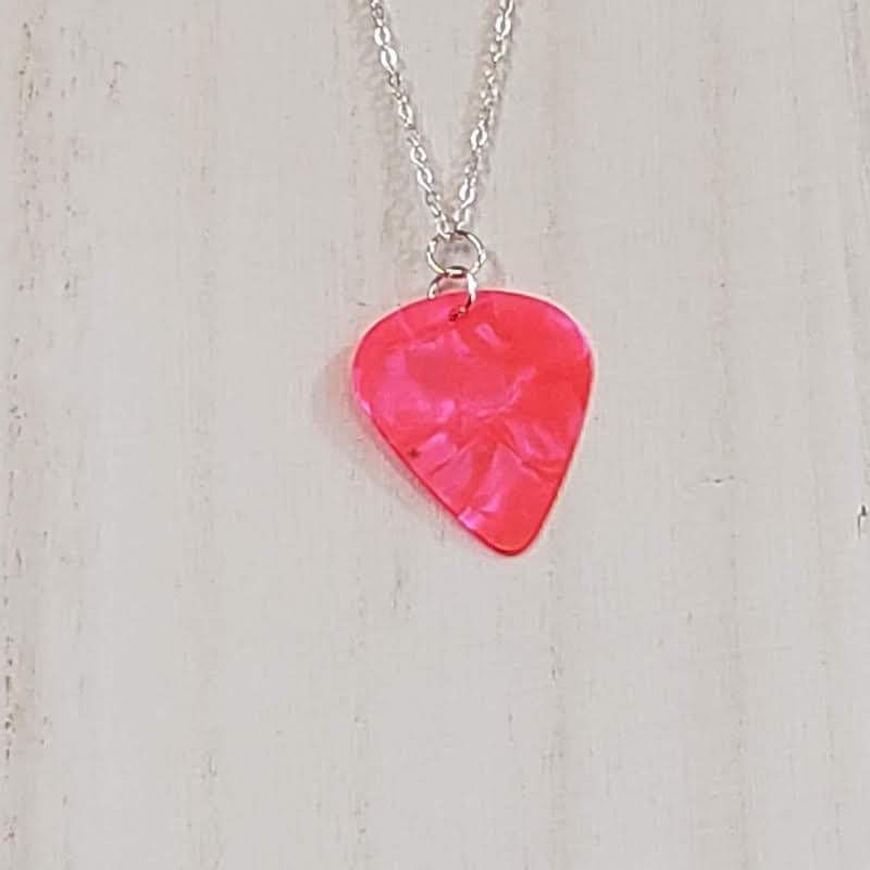 Hot Pink Guitar Pick Necklace