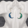 Dark Blue and Green Crescent Moon Earrings
