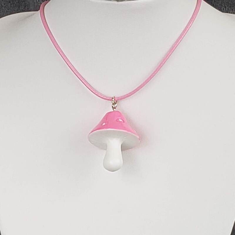 Large Mushroom Necklace- Light Pink