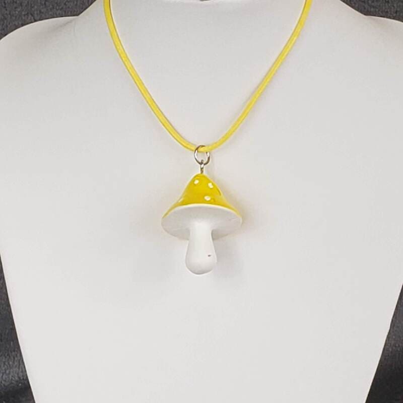 Large Mushroom Necklace- Yellow