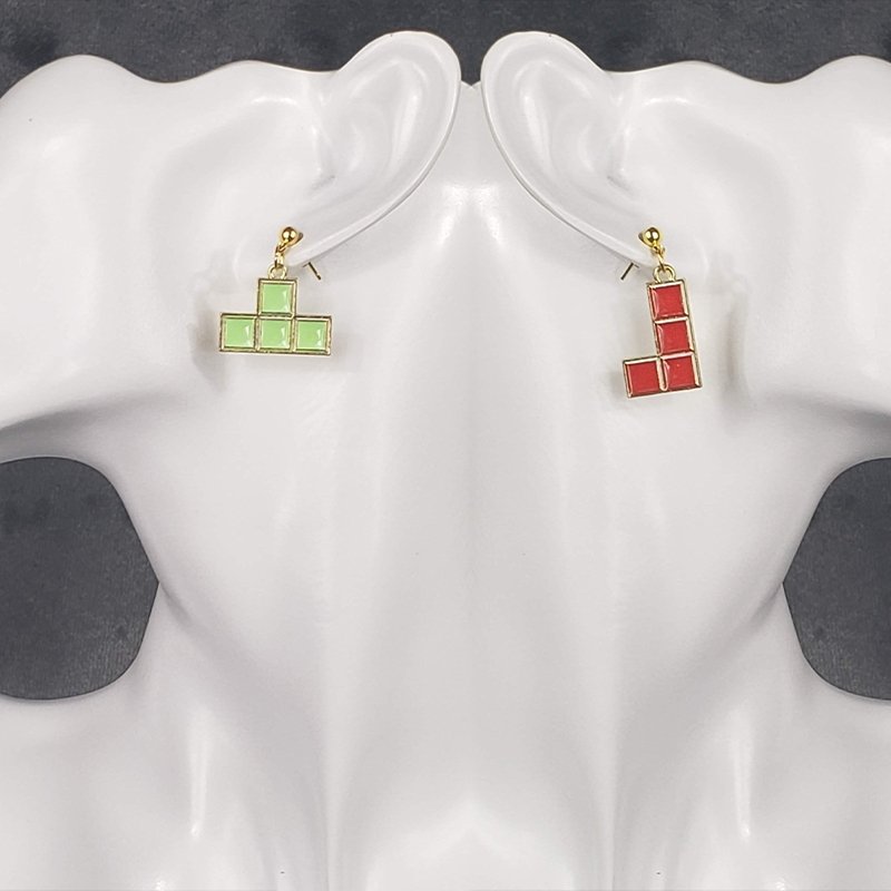 Metal Tetris Earrings