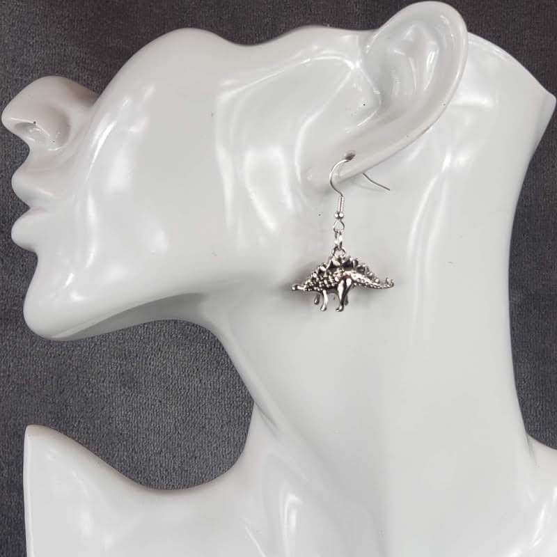Silver Stegosaurus Earrings