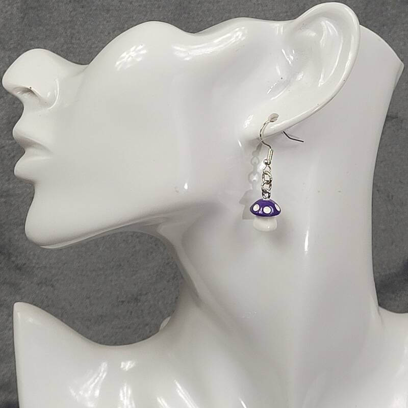 Purple Mushroom Earrings