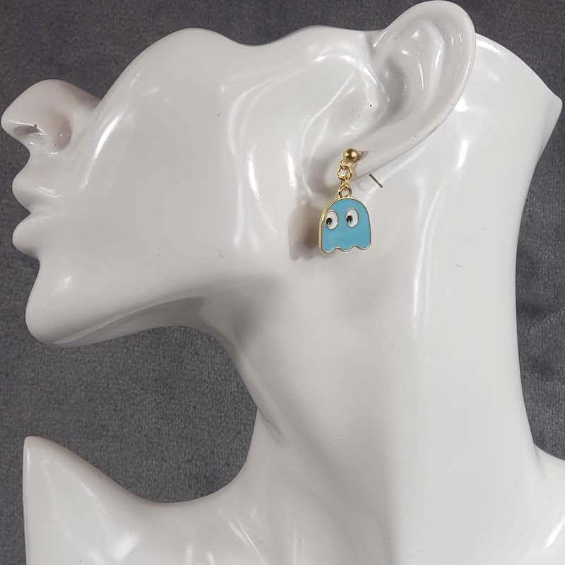 Blue PacMan Ghost Earrings