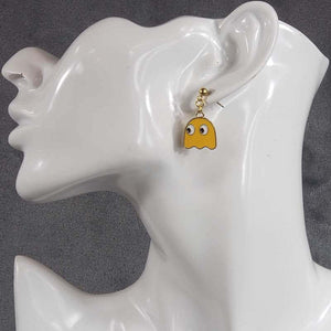 Orange PacMan Ghost Earrings