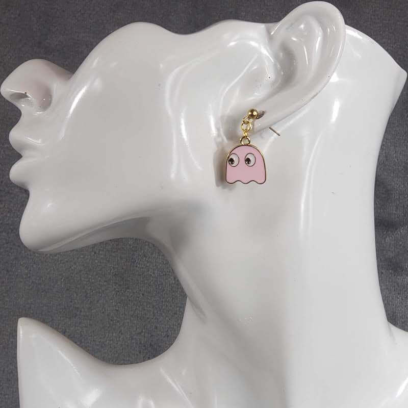 Pink PacMan Ghost Earrings