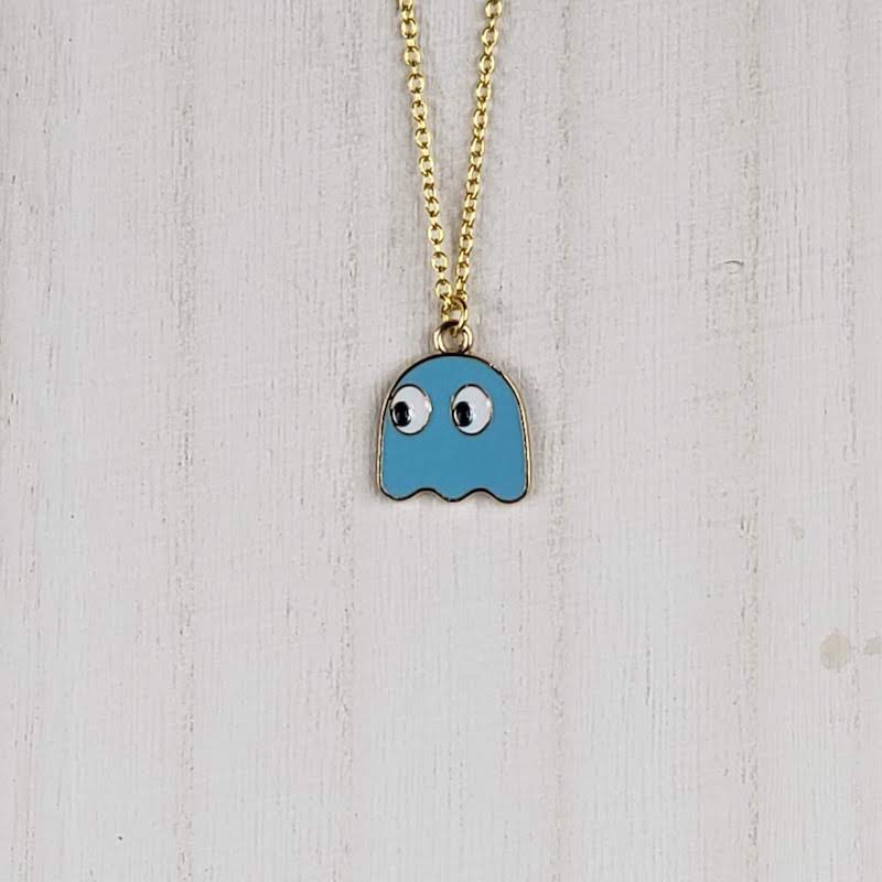 Blue PacMan Ghost Necklace