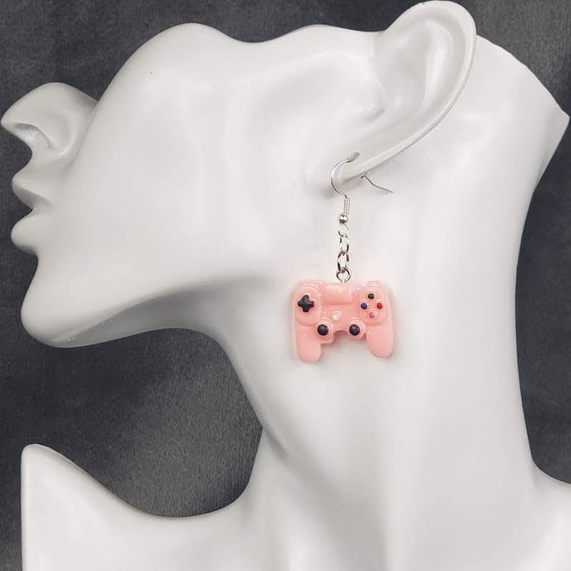 Pink Plastic Controller Earrings